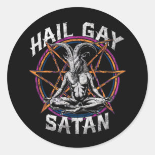 Funny Hail Gay Satan LGBT Gothic Gay Pride Baphome Ronde Sticker