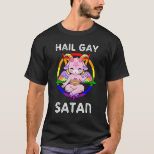 Funny Hail Gay Satan LGBT Gothic Gay Pride Baphome T-shirt