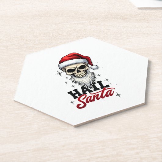 Funny Hail Santa Claus Skull Skeleton Antichrist C Kartonnen Onderzetters (Schuin)