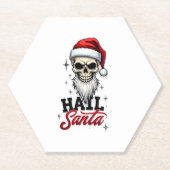 Funny Hail Santa Claus Skull Skeleton Antichrist C Kartonnen Onderzetters (Voorkant)