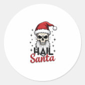 Funny Hail Santa Claus Skull Skeleton Antichrist C Ronde Sticker (Voorkant)