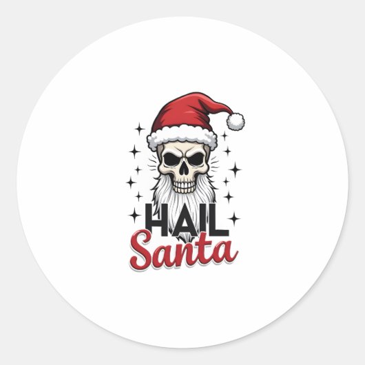 Funny Hail Santa Claus Skull Skeleton Antichrist C Ronde Sticker (Voorkant)