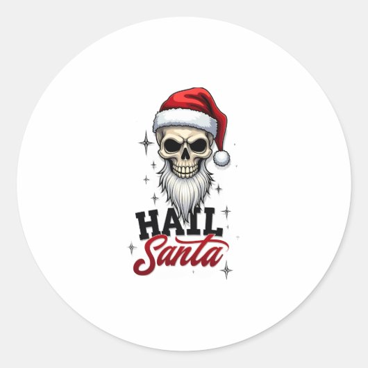 Funny Hail Santa Claus Skull Skeleton Antichrist C Ronde Sticker (Voorkant)