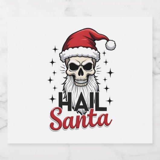 Funny Hail Santa Claus Skull Skeleton Antichrist C Sparkling Wijnetiket (Enkel label)