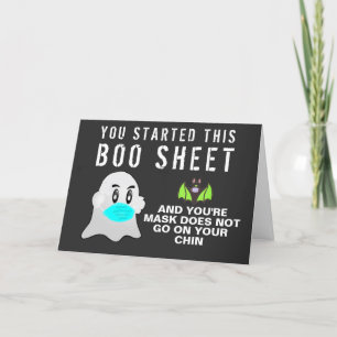 Funny Halloween 2020 Boo Sheet Ghost and Bat Feestdagen Kaart
