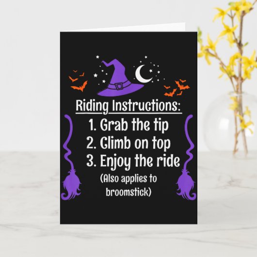 Funny Halloween Adult Sarcasm Humor Witch Riding I Kaart (Gele Bloem)