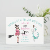 FUNNY Halloween Bachelorette Invitations sorcières (Debout devant)