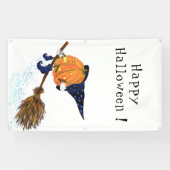 Funny Halloween bannière sorcière Citrouille volan (Horizontal)