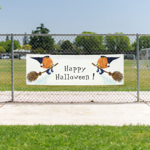 Funny Halloween bannière sorcière Citrouille volan