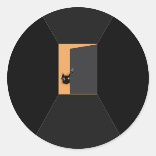 Funny Halloween Black Cat Ronde Sticker (Voorkant)