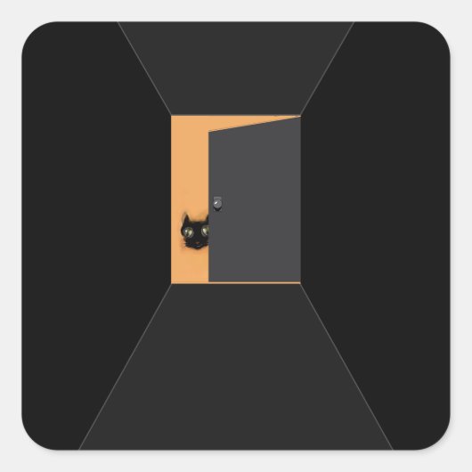 Funny Halloween Black Cat Vierkante Sticker (Voorkant)