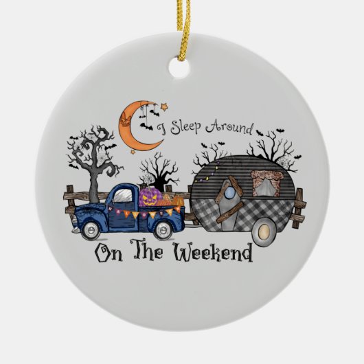 Funny Halloween Camping Keramisch Ornament (Voorkant)