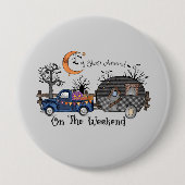 Funny Halloween Camping Ronde Button 4,0 Cm (Voorkant)