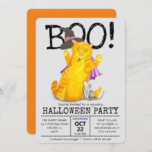 Funny Halloween Cat and Mouse Party Invitation Kaart