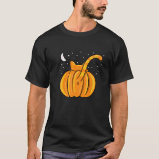 Funny Halloween Cat Butt Pumpkin Oranje Tabby Gift T-shirt
