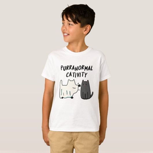 Funny Halloween Cat Pun T-shirt (Voorkant volledig)
