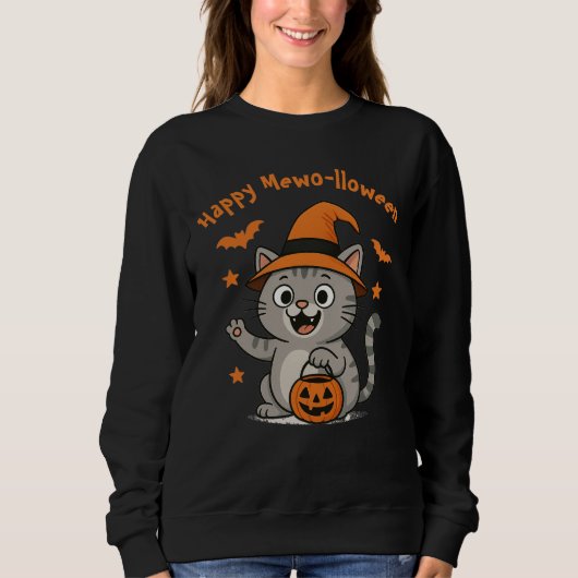 Funny Halloween Cat Sweatshirt For Cat Lovers (Voorkant)
