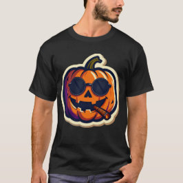Funny Halloween Cigar Sticker Design T-shirt