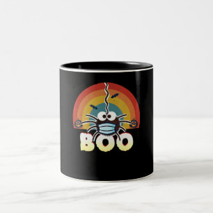 Funny Halloween Costume Spider Wearing Mask Boo Tweekleurige Koffiemok