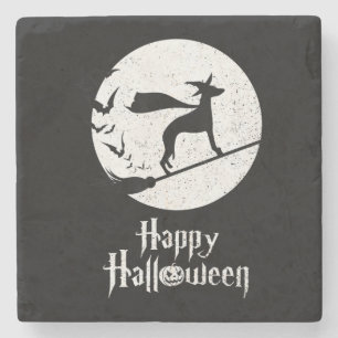 Funny Halloween Costume Witch WHIPPET Hondenliefhe Stenen Onderzetter