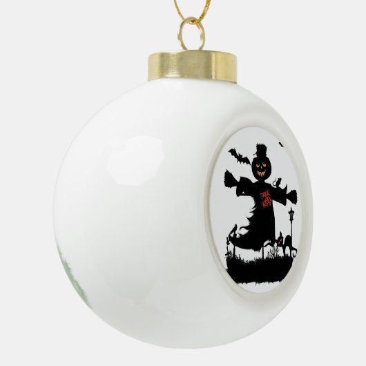 Funny halloween design met scarecrow keramische bal ornament (Links)