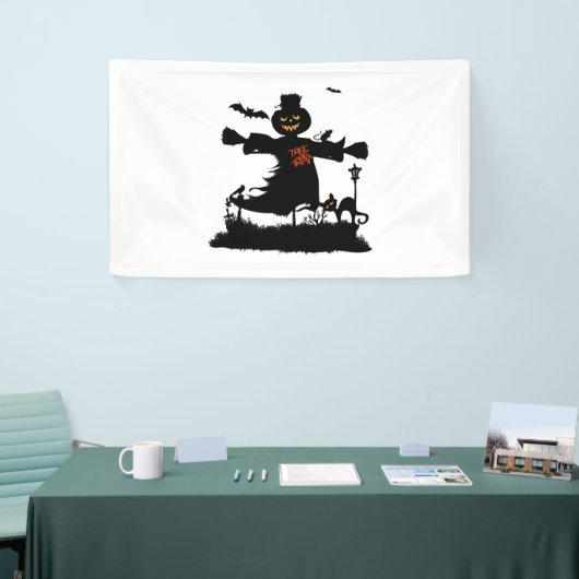 Funny halloween design met scarecrow spandoek (Beurs)