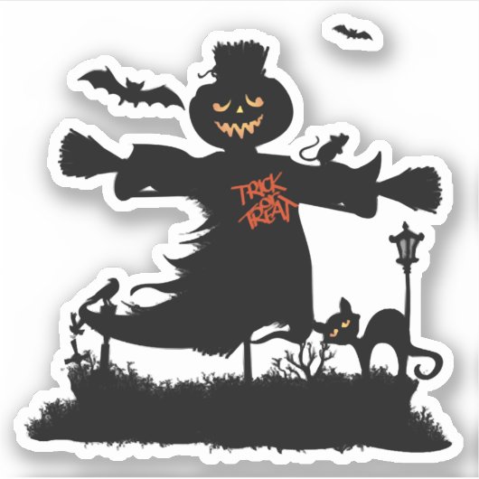 Funny halloween design met scarecrow sticker (Voorkant)