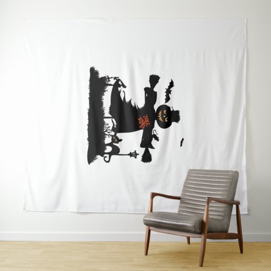 Funny halloween design met scarecrow wandkleed (In Situ (horizontaal))