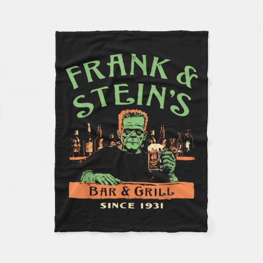 Funny Halloween Frank And Stein's Bar Grill Fleece Deken (Voorkant)