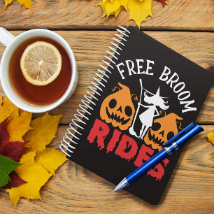 Funny Halloween Free Broom Rides Witch Pumpkins Notitieboek