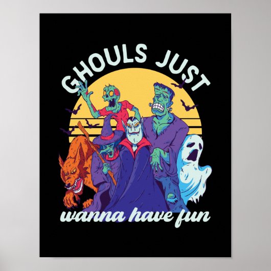 Funny Halloween Ghouls wil alleen maar vun hebben Poster (Voorkant)