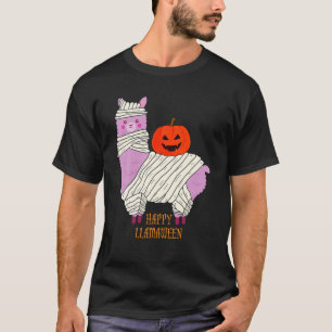 Funny Halloween Llama Happy Llamaween Mannen Women T-shirt