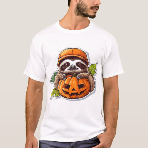 Funny Halloween Luiaard Sticker Klassiek T-shirt