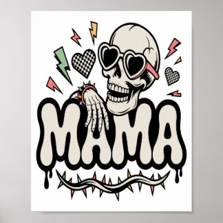 Funny Halloween Mama Cool Skull Poster