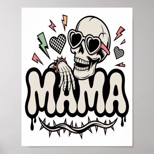 Funny Halloween Mama Cool Skull Poster (Voorkant)