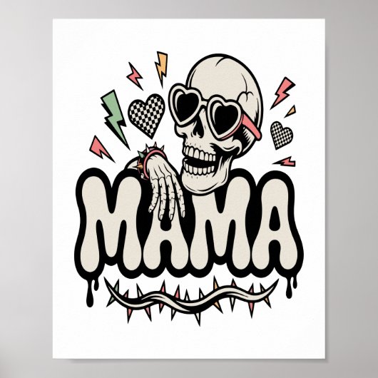 Funny Halloween Mama Cool Skull Poster (Voorkant)