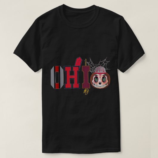 Funny Halloween Ohio State Skull Pumpkin  T-shirt (Design voorkant)