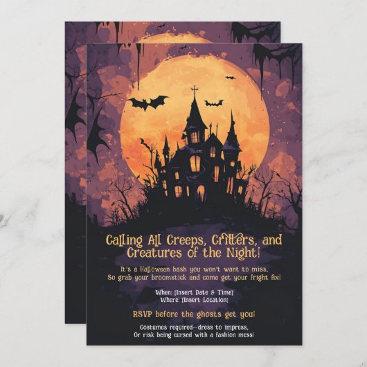 FUNNY Halloween Party Invitation (Devant / Derrière)