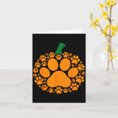 Funny Halloween Pumpkin Paw Print Dog Lover Cat Kaart (Gele Bloem)