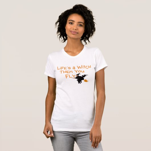Funny Halloween Pun Design Costume Idea Witch T-shirt (Voorkant volledig)