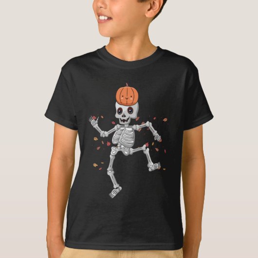 Funny Halloween Skeleton Dancing Graphic T-shirt (Voorkant)