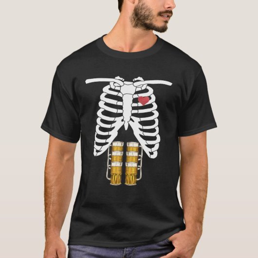 Funny Halloween Skeleton Six Pack Beer Glass Mokke T-shirt (Voorkant)