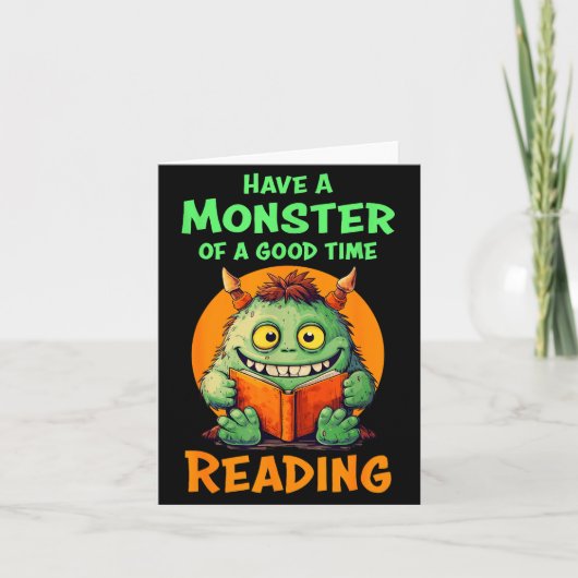 Funny Halloween Teacher Librarian Monster Reading Kaart (Voorkant)