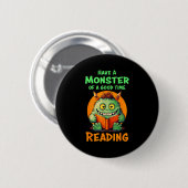 Funny Halloween Teacher Librarian Monster Reading  Ronde Button 5,7 Cm (Voorkant /achterkant)