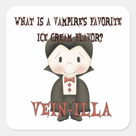Funny Halloween Vampire Joke Vierkante Sticker (Voorkant)