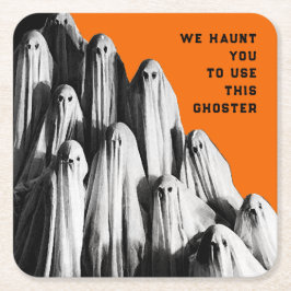 Funny Halloween Vierkante Kartonnen Onderzetter