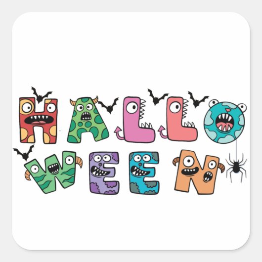 Funny Halloween Vierkante Sticker (Voorkant)
