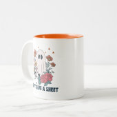 Funny Halloween Vintage Ghost & Flower Coffee Mug (Devant gauche)