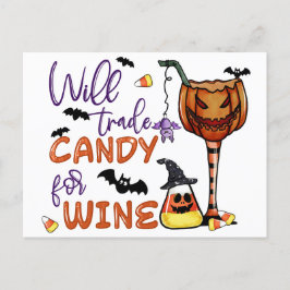 Funny Halloween, Will Trade Snoep for Wine, Drink Briefkaart