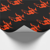 Funny Halloween Witch Broom Holiday Black Sinaasap Cadeaupapier (Hoek)